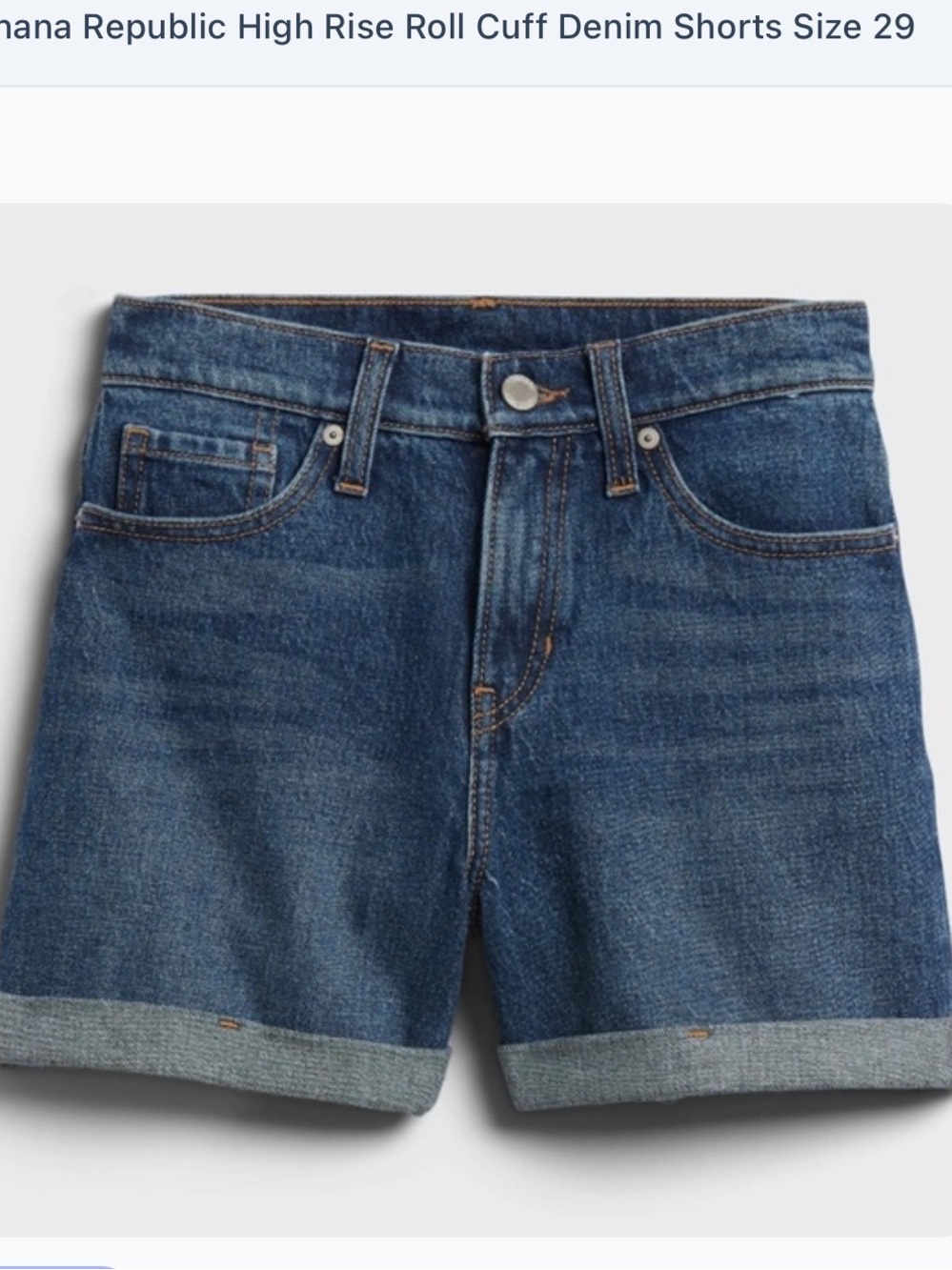 Banana Republic Premium Clean Rinse Roll Cuff High-Rise Jean Shorts Sz 35